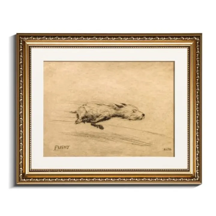 InSimSea Gold Framed Canvas Wall Art Room Decor Vintage Running Dog Puppy Zoomies Sketch Wall Decor Dog Lover Gift Minimalist Terrier Picture Art Printing for Living Room Bedroom 16×13in