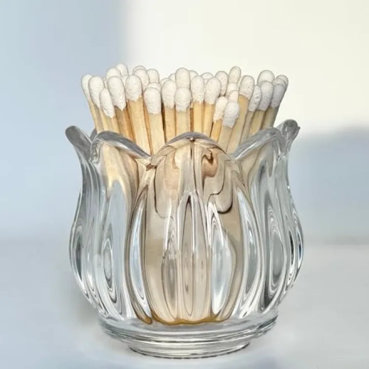 Match Holder with Striker x 3, Glass Matches Holders for 3.5 Inch,Match Box,Matchstick Holder Jar for Scented Candle on Dining Table Fireplace Bathroom Decoration, Not Include Matches