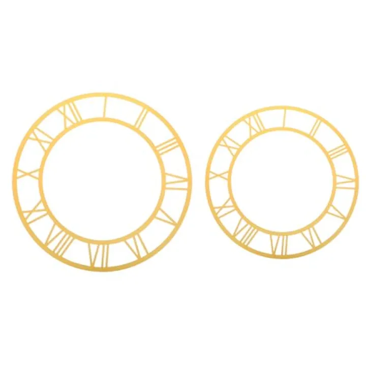 2pcs Acrylic Mirror Wall Stickers - 25/30cm Round Roman Numerals Clock Face Decal - Modern Gold Clock Numbers for Entryway Living Room and Office