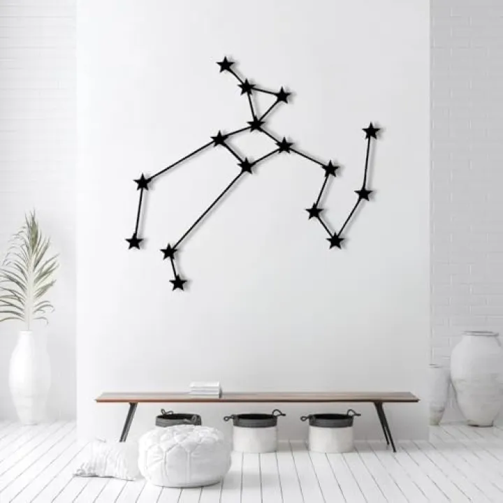 Sagittarius Metal Wall Art, Constellation Wall Decoration for Zodiac Room Decor, Star Signs, Boho Wall Decor, Astrology Room Decor, Constellation Home Outdoor Plaques(Black,47x43 cm/19x17 in)
