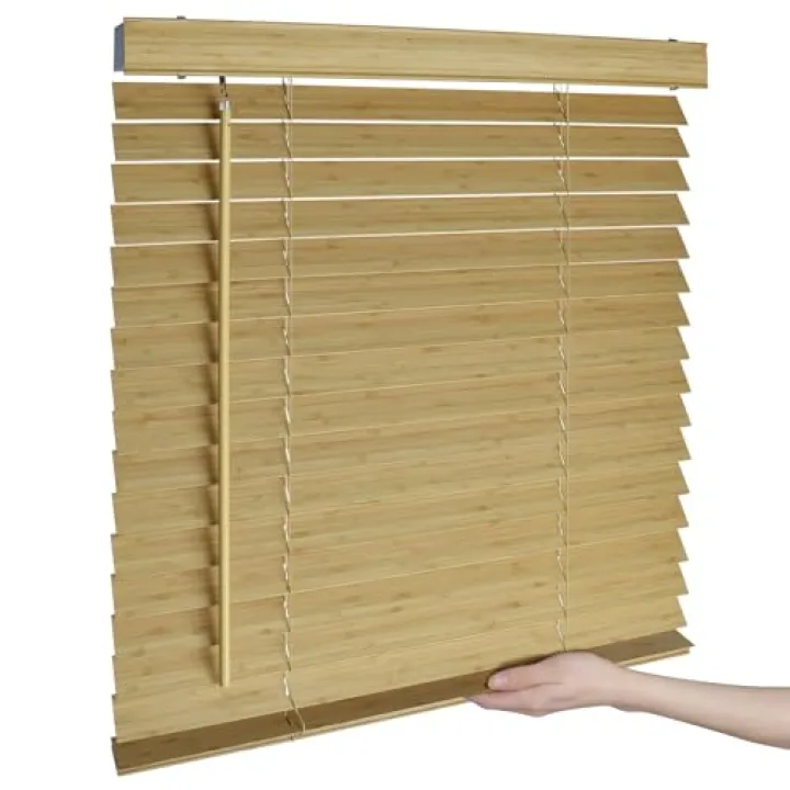 Cordless 2" Bamboo Blinds,Indoor Windows Light Filtering Horizontal Shutters, Room Darkening Window Shades for Bedrooms, Living Rooms, Offices & Apartments Natural 27.5" W x 36" H