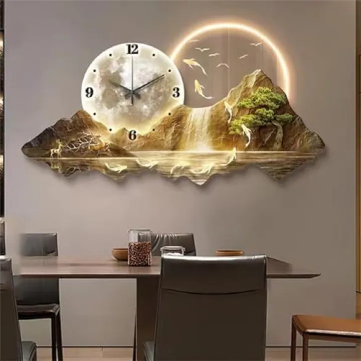 Large 3D LED Wall Clock - Modern Art Sculpture for Home & Office Decor, Stylish Decorative Light for Bedroom & Living Room, Unique Design, Battery Operated