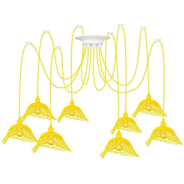Creative Minimalist Multicolor Silicone Spider Pendant Lamp - 8-Head Design for Children's Room and Tea Shop Decor