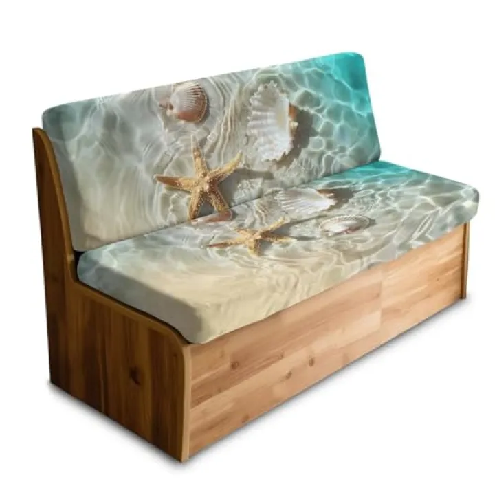 Yorfeemge Comfort RV Couch Covers for Sofa Bed, Starfish Seashell 2-Piece Stretch Backrest and Seat Covers Ideal for Jackknife, Camper Cushion Slipcovers for RV Furniture