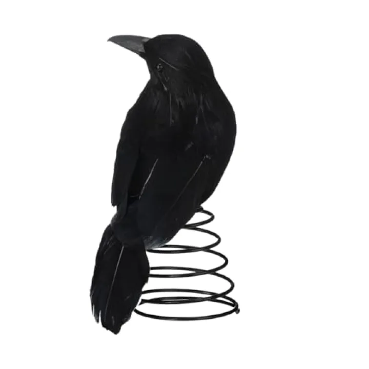 Gothic Christmas Tree Topper, Mini Black Crow Tree Topper, 5.9 Inch Decorative Raven with Metal Spring Base, Gothic Christmas Ornament Xmas Tree Decorations (Black)