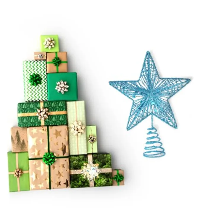Generic Blue Iron Art Christmas Tree Topper Star Metallic Tree Topper Decoration for Christmas Easy to Install Star Ornament for Small Tabletop for Home Office Hotel and Party Decor