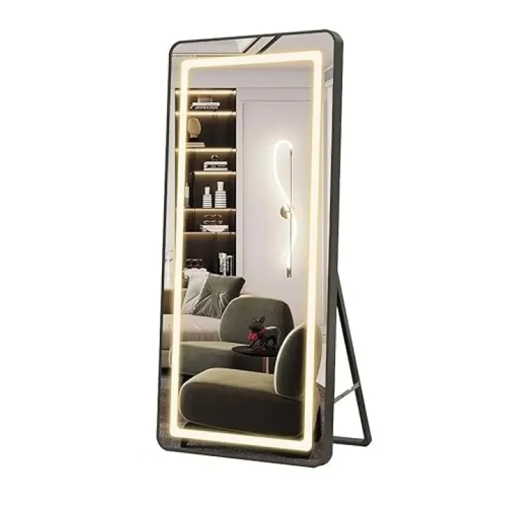 LED Lighted Full Body Dressing Mirror with Dimmable 3-Color Lighting