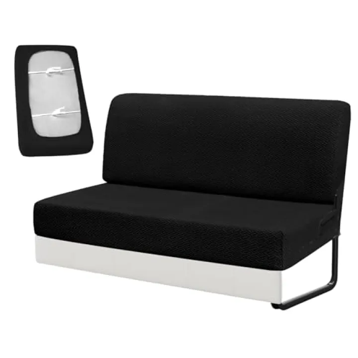 YUJIASH RV Couch Covers for Sofa Bed,2-Piece Backrest and Seat Slip Covers,for Jackknife Sofa,rv Furniture Cover(Black)