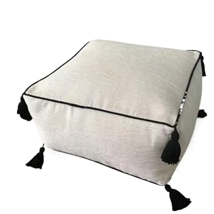 Multifunctional Removable Cushion Cover & Storage Bag - Washable, Durable Cotton-Polyester Blend for Floor Cushions, Poufs, Ottoman Perfect for Living Room, Dorm, Home Office(White)