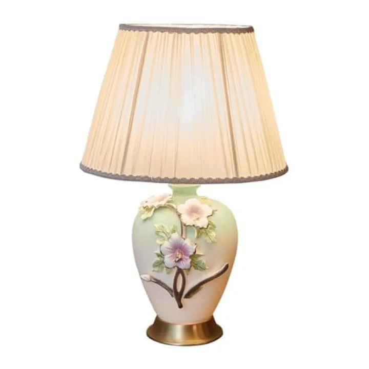 XIXSERTHIA Desk Lamp Creative Mutton-Fat Jade Porcelain Living Room Study Table Lamp Home Enamel Decorative Table Lamp Lamp for Bedroom
