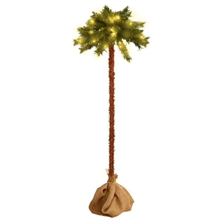 Decorative Pre-Lit Christmas Tree, 70.9 inch Green PVC Artificial Xmas, Indoor Outdoor, Warm White LED Lights, Easy Assembly for Holiday Living Room Decor Seasonal Tree