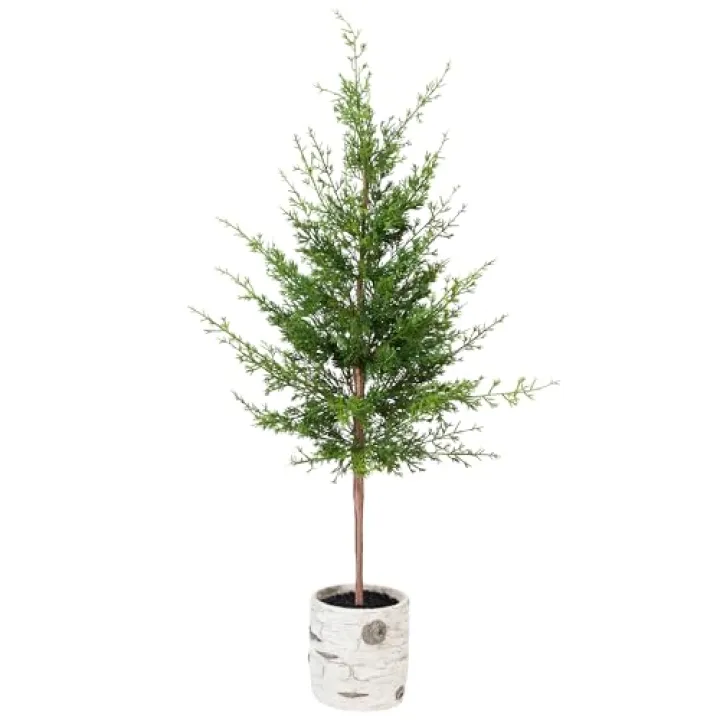 Northlight Artificial Cedar Christmas Tree in Birch Pot - 38" - Unlit