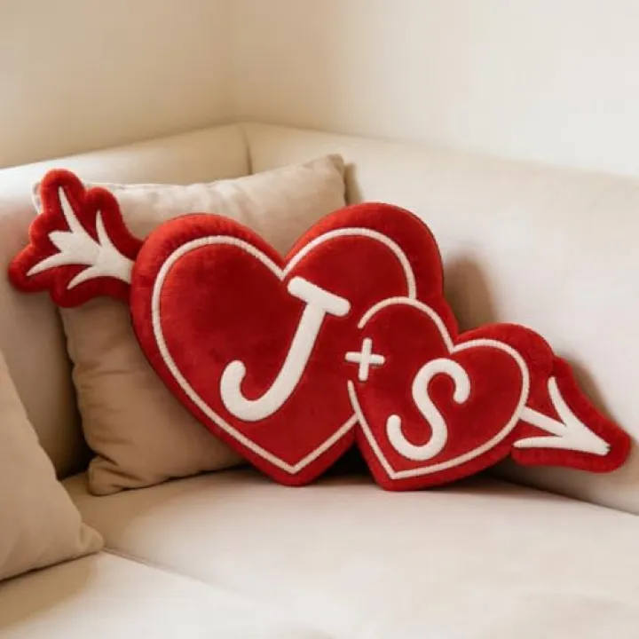 Custom Photo Pillow for Couple on Valentine's Day, Personalized Text Couple Pillow, Customized Gifts for Girlfriend, Romantic Gift for Lovers, Engagement, Wedding, or Anniversary Home Decor Cushion