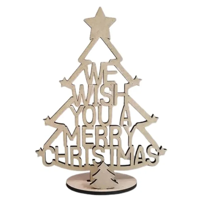 EPIPHQNY Christmas Tree, Exquisite Wood Christmas Tree Ornament Desktop Decoration 2023 New Years Party Holiday Present Festive Props