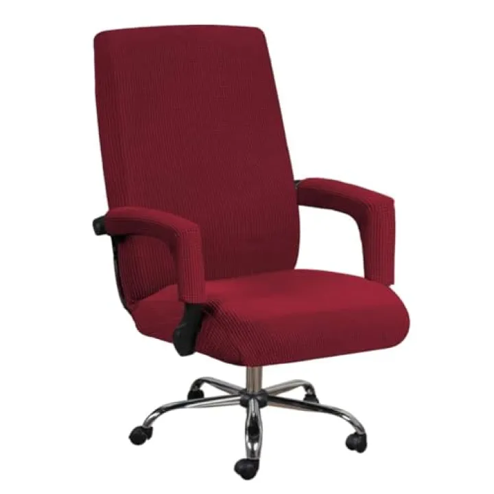 Office Chair Cover with Arm Covers Stretch Computer Desk Chair Slipover Universal Boss Swivel Chairs Cover for Home Office(Burgundy,M)