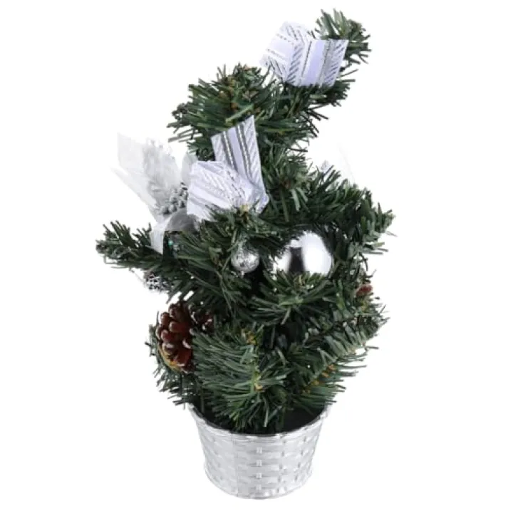 Garneck Mini Christmas Tree Table Ornament Silver 30Cm Artificial Xmas Tree Decoration for Indoor Holiday Home Decor
