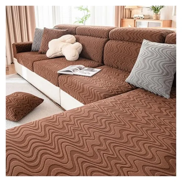 1pcs 360° Non-Slip Cushion Slipcovers Velvet Stretch Corner Sofa Seat Cushion Cover(Style 3,Backrests M(W50-65cm L80-100cm))