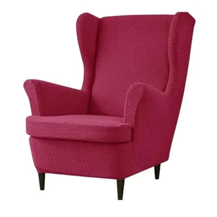 LDLCYCN Wing Chair Slipcover 2Pcs Soft Stretch Wingback Chair Cover Solid Color Wingback Armchair Chairs Furniture Covers Protector for Living Room Bedroom Decoration,Red,2pcs