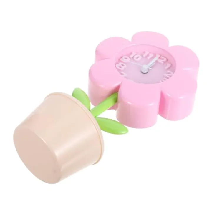 DOITOOL Cute Decorative Floral Alarm Clock for Bedroom with Silent Movement Small Pink Bedside Clock for Teen Kawaii Room Decor for Students