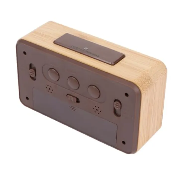 TINEASUR Wooden Digital Alarm Clock Shell LED Display Light Sensor Desktop Alarm Clock for Bedroom Home Office Without Battery