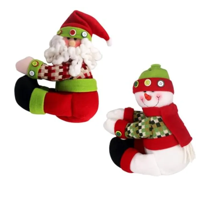 Santa Snowmans Christmas Tree Toppers Star Handmade Knitted Fabric Ornament for Festives Season Christmas Tree Fabric Toppers Ornament