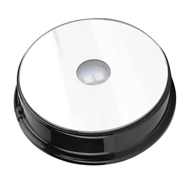 Segrehy Seven Color LED Light Base Stand Round LED Base Multicolor Changing Lighting Effect for Crystal Glass Art Figurine Decoration Plastic 8.5cm