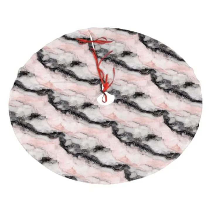 Pastel Black Pink Color Luxury Marble Christmas Tree Skirt 36 Inch Xmas Round Tree Mat Holiday Party Decorations