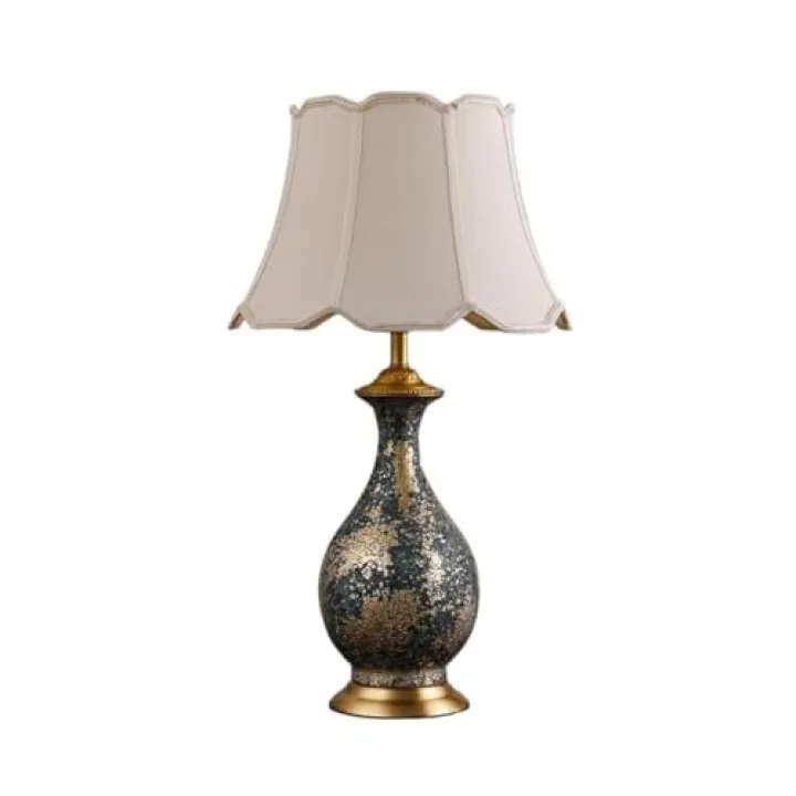 YNWDBY Table Lamp for Bedroom Retro Ceramic Vase Table Lamp Stylish Brass Bedroom Warm Decorative Bedside Table Lamp Nightstand Lamps for Bedroom