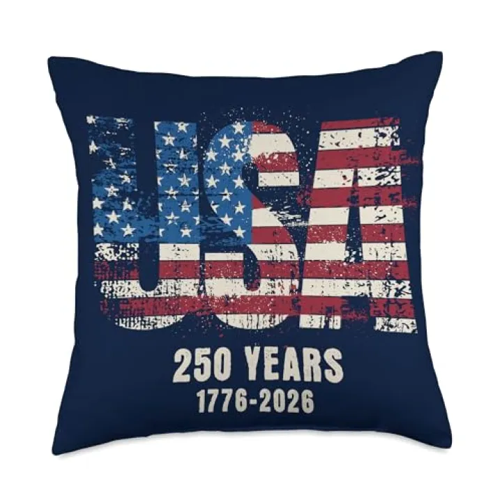 USA 250th Anniversary 250 Years 1776-2026 Patriotic Flag Throw Pillow