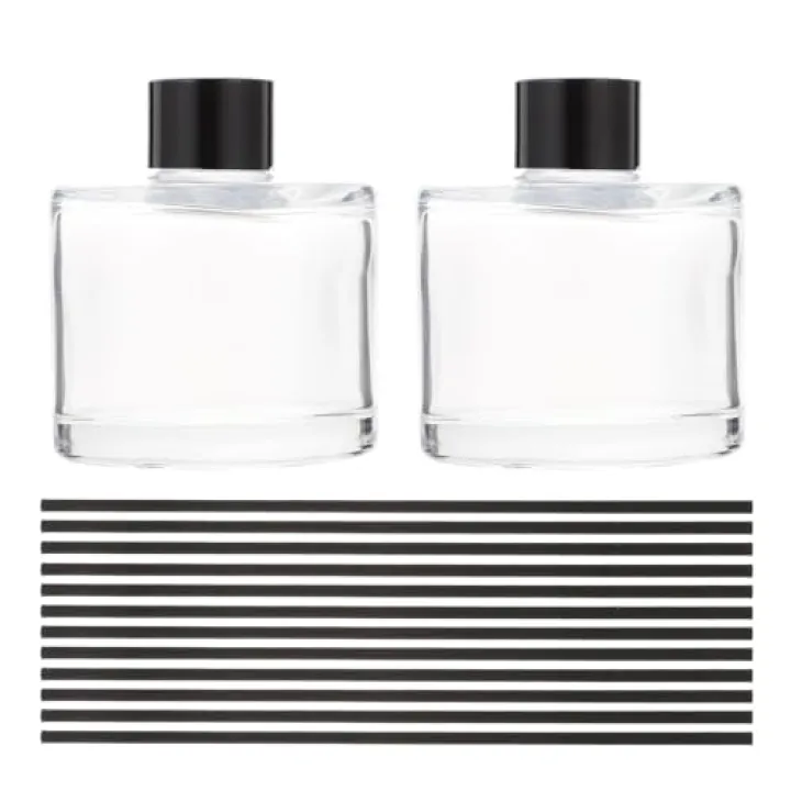 FOMIYES 50ml Glass Aromatherapy Diffuser Bottles Square Essential Oil Reed Diffuser Set with 10 Black 16cm Volatile Sticks for Home Fragrance and DIY Scenting