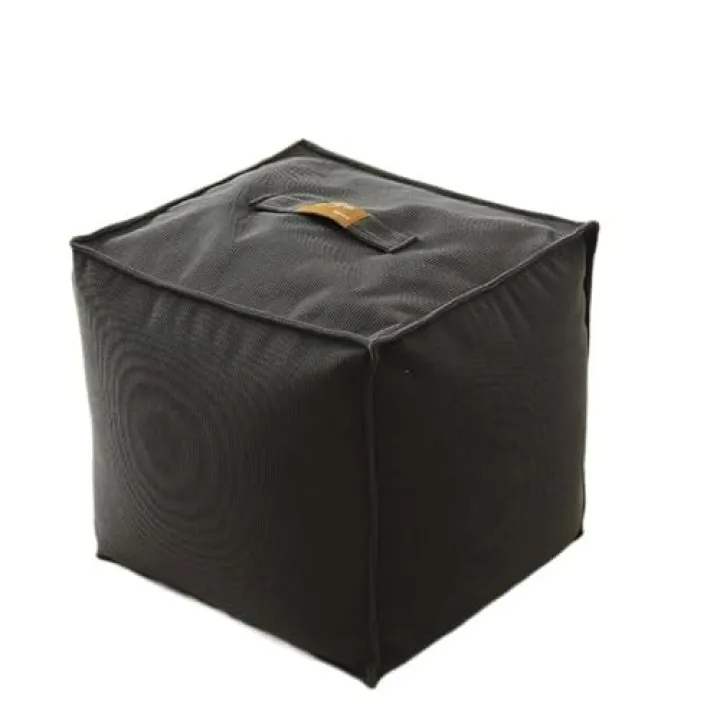 CAMZ Unstuffed Pouf Ottoman Cover, Corduroy Storage Bean Bag Cover Faux Fur Plush Square Foot Rest Footstool Cover Only (Dark Gray,15.7x15.7x15.7in)