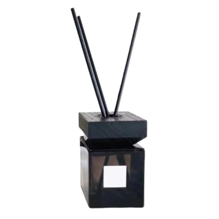 Milisten Aromatherapy Glass Bottle Diffuser Set 200ml Square Refillable Essential Oil Container with White Waxwood Lid and Reed Sticks for Home Fragrance