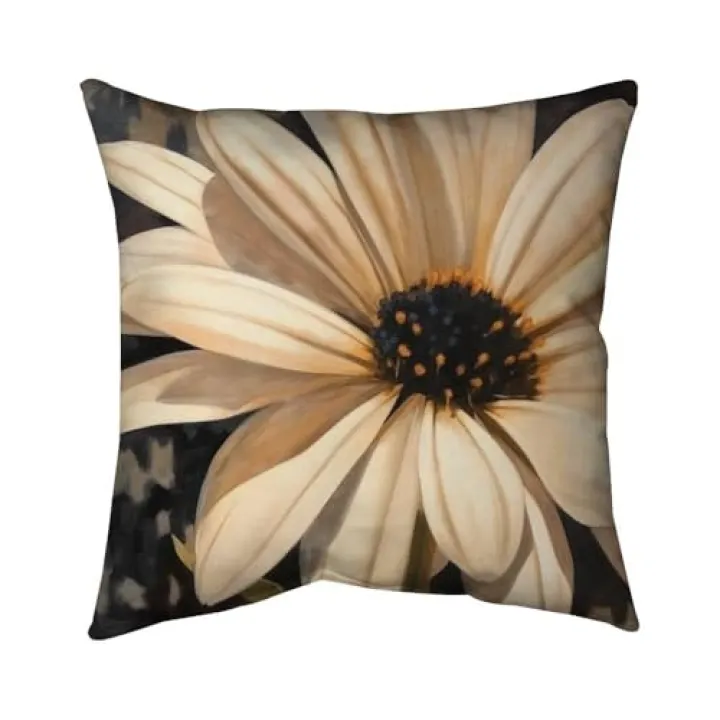 Begin Home Decor 5541-2626-FL380 26 x 26 in. Open Daisy Black Flowers Poly Twill Throw Pillow Insert