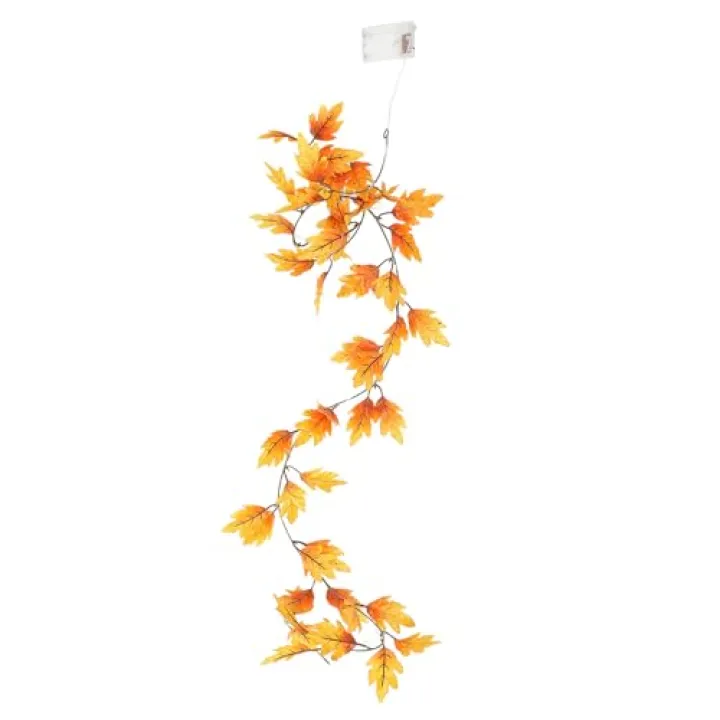HAMPPLIES 2 Meter 20-led Maple Leaf String Lights, Artificial Fall Leaf String Lights for Thanksgiving Indoor Decoration, Warm Glow Fall Harvest Ambiance Lighting