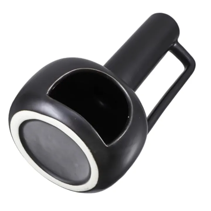 INOOMP Ceramic Sacred Wood and Herbal Incense Holder Black Desktop Stick Burner with Smooth Handle for Meditation and Home Fragrance