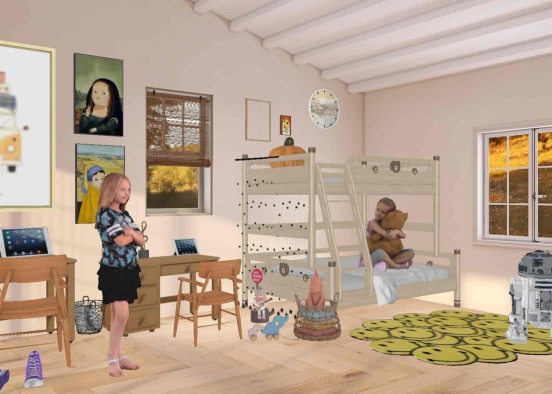 Twinned Kids Room Design Rendering