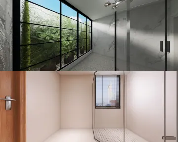 每周空房间装饰之冬季花园浴室和木质浴室